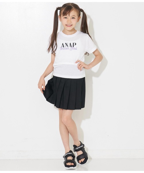 ANAP kids（アナップキッズ）の「ハートボタン裾プリーツスカート（スカート・キッズ・ホワイト/ブラック/サックスブルー/ネイビー/ベージュ・110cm/120cm/130cm）」の15枚目の写真