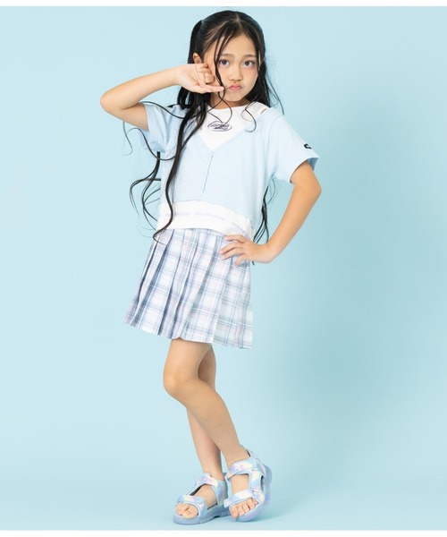 ANAP kids（アナップキッズ）の「ハートボタン裾プリーツスカート