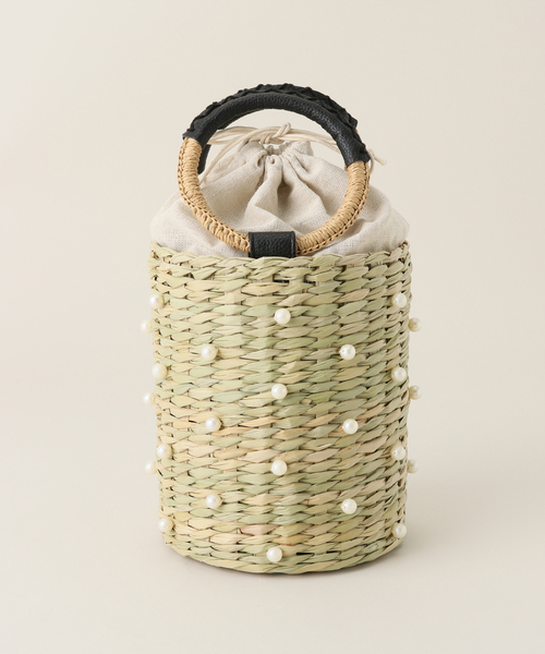 MIAN （ミアン）の「MIAN/ミアン パールカゴBAG（かごバッグ・レディース・ブラック/アイボリー・FREE）」の2枚目の写真