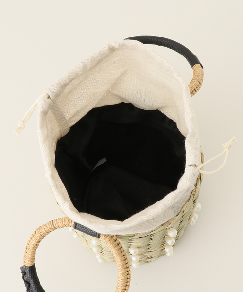 MIAN （ミアン）の「MIAN/ミアン パールカゴBAG（かごバッグ・レディース・ブラック/アイボリー・FREE）」の9枚目の写真