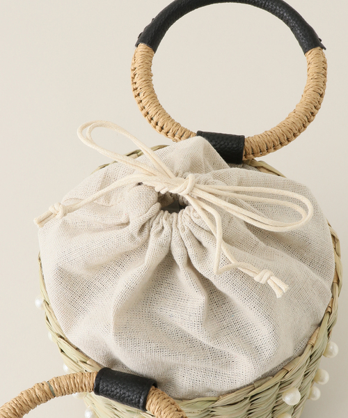 MIAN （ミアン）の「MIAN/ミアン パールカゴBAG（かごバッグ・レディース・ブラック/アイボリー・FREE）」の6枚目の写真