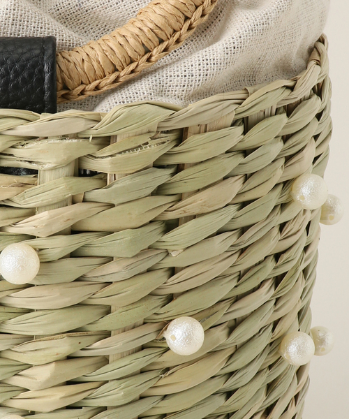 MIAN （ミアン）の「MIAN/ミアン パールカゴBAG（かごバッグ・レディース・ブラック/アイボリー・FREE）」の5枚目の写真