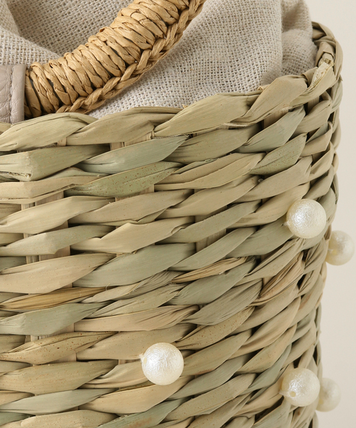 MIAN （ミアン）の「MIAN/ミアン パールカゴBAG（かごバッグ・レディース・ブラック/アイボリー・FREE）」の4枚目の写真