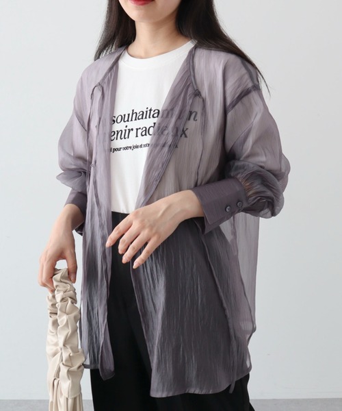 ELENCARE DUE(エレンカーレデュエ)の「・ELENCARE DUE 2wayシアーブラウス(シャツ/ブラウス・レディース・オフホワイト/チャコールグレー/ブラック・FREE)」の3枚目の写真