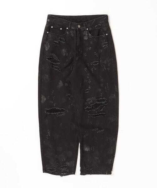 FR(13)NDS /フレンズ/HDKダメージワイドパンツ BLK（デニムパンツ