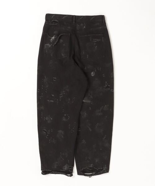 FR(13)NDS /フレンズ/HDKダメージワイドパンツ BLK（デニムパンツ
