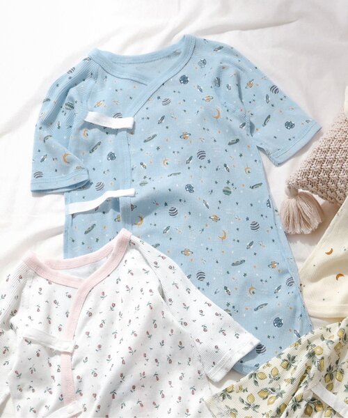 apres les cours（アプレレクール）の「リブベビーコンビ肌着（肌着・キッズ・キナリ/アイボリー/サックスブルー/オフホワイト・60/70）」の2枚目の写真