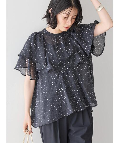 AMERICAN HOLIC(アメリカンホリック)の「接触冷感シアーフリルブラウス(シャツ/ブラウス・レディース・ブラック/ドット・M/L)」の5枚目の写真