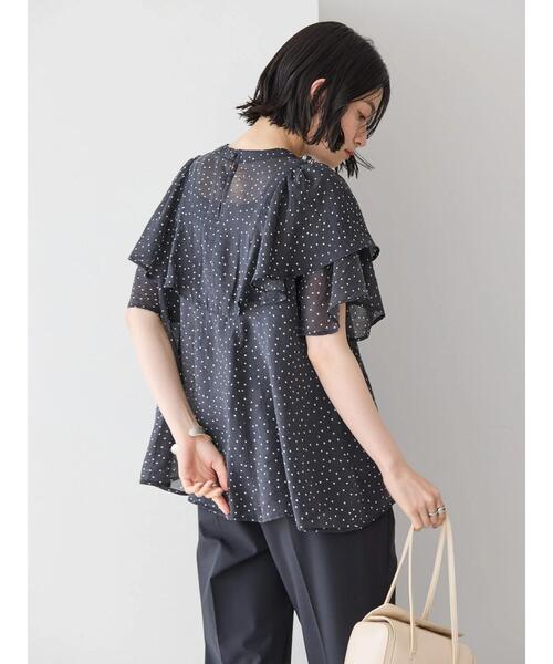 AMERICAN HOLIC(アメリカンホリック)の「接触冷感シアーフリルブラウス(シャツ/ブラウス・レディース・ブラック/ドット・M/L)」の6枚目の写真