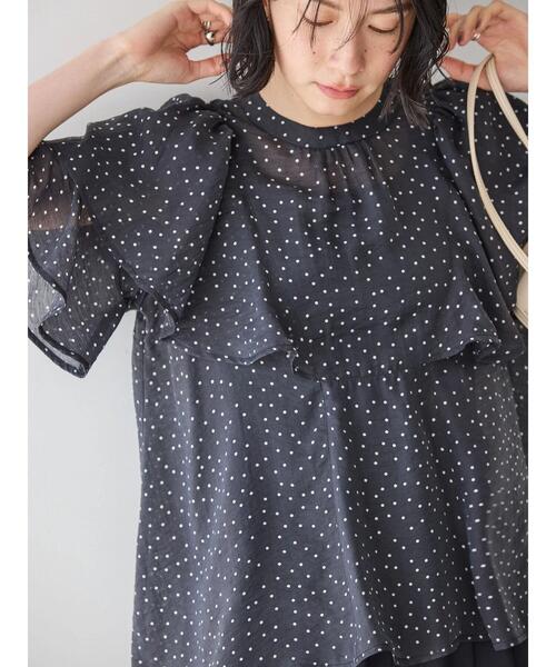 AMERICAN HOLIC(アメリカンホリック)の「接触冷感シアーフリルブラウス(シャツ/ブラウス・レディース・ブラック/ドット・M/L)」の7枚目の写真