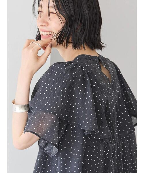 AMERICAN HOLIC(アメリカンホリック)の「接触冷感シアーフリルブラウス(シャツ/ブラウス・レディース・ブラック/ドット・M/L)」の8枚目の写真
