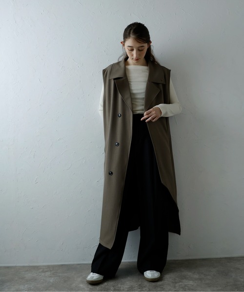 セール】【MINERTE】cut out tailored gilet / 裾カットアウト 