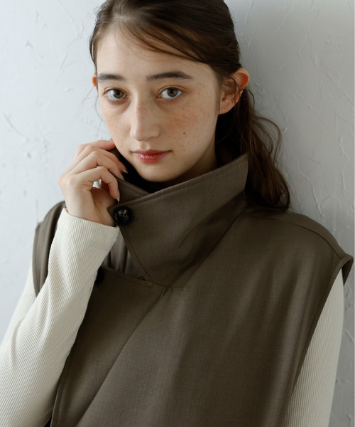 ベスト ジレ 「MINERTE」cut out tailored gilet / 裾カットアウトテーラードジレ レディース MINERTE ベスト ジレ 「MINERTE」cut out tailored gilet / 裾