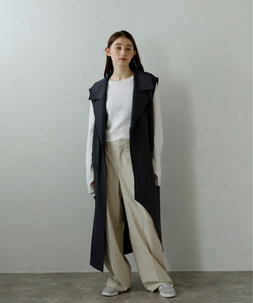 MINERTE(ミネルテ)の「【MINERTE】cut out tailored gilet / 裾カットアウトテーラードジレ(ベスト・レディース・チャコールグレー/カーキブラウン・FREE)」の3枚目の写真