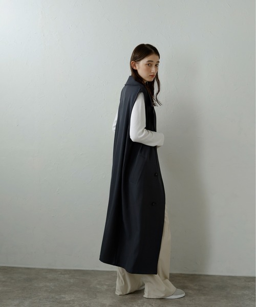 MINERTE(ミネルテ)の「【MINERTE】cut out tailored gilet / 裾カットアウトテーラードジレ(ベスト・レディース・チャコールグレー/カーキブラウン・FREE)」の6枚目の写真