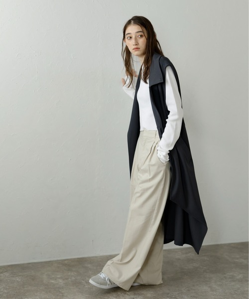 MINERTE(ミネルテ)の「【MINERTE】cut out tailored gilet / 裾カットアウトテーラードジレ(ベスト・レディース・チャコールグレー/カーキブラウン・FREE)」の16枚目の写真