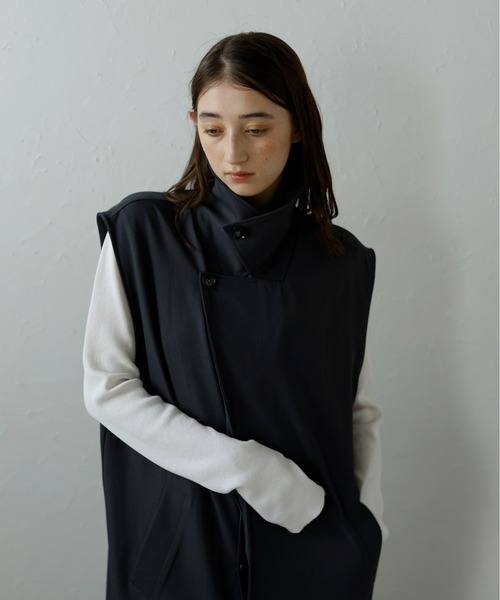 ベスト ジレ 「MINERTE」cut out tailored gilet / 裾カットアウトテーラードジレ レディース MINERTE】cut out tailored gilet / 裾カットアウトテーラード