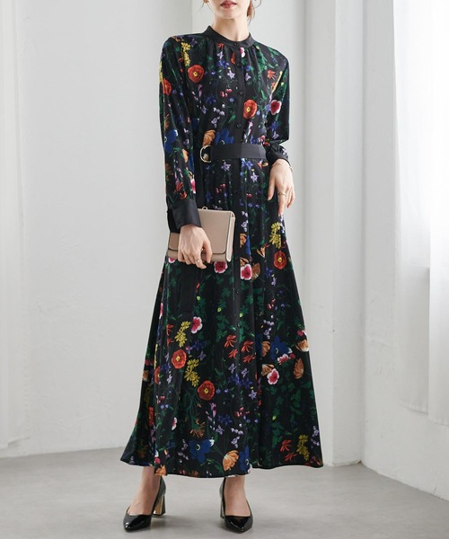 セール】配色ボタニカルシャツワンピース（ワンピース）｜RANAN