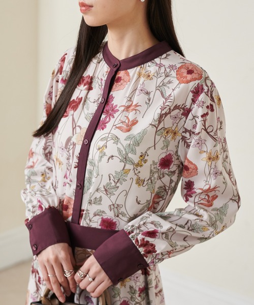 セール】配色ボタニカルシャツワンピース（ワンピース）｜RANAN