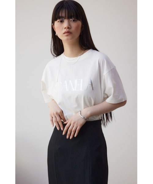AZUL by moussy（アズールバイマウジー）の「メタリックロゴTシャツ（Tシャツ/カットソー・レディース・オフホワイト/グレー/ブラック・FREE）」の12枚目の写真