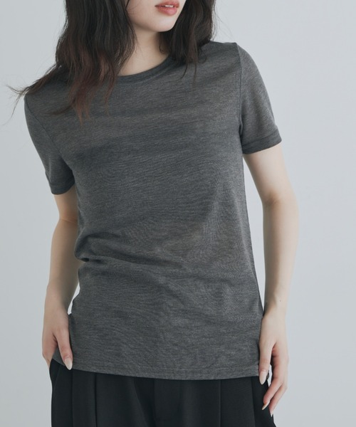 kiehtova（キエトヴァ）の「【kiehtova】sheer tops/シアートップス　ショートスリーブ カットソー（Tシャツ/カットソー・レディース・カーキ/ブラック/ブルー/ホワイト/グレー・FREE）」の3枚目の写真