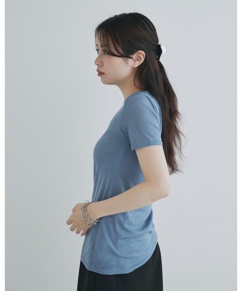 kiehtova（キエトヴァ）の「【kiehtova】sheer tops/シアートップス　ショートスリーブ カットソー（Tシャツ/カットソー・レディース・カーキ/ブラック/ブルー/ホワイト/グレー・FREE）」の22枚目の写真