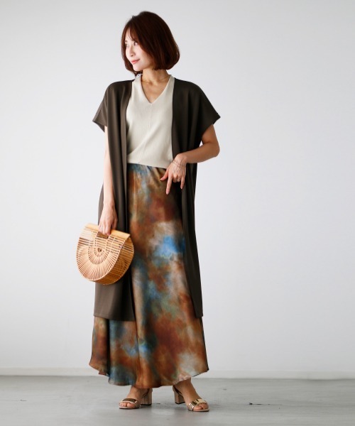 Ehre style（エーレスタイル）の「アラフォー世代をワンランク上に見せる！ぼかしアート柄スカート（スカート・レディース・ブラウン系・FREE）」の5枚目の写真