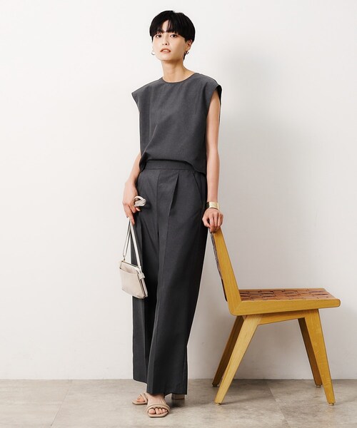 OPAQUE.CLIP（オペークドットクリップ）の「◆リネンライクオールインワン【洗濯機洗い可】（サロペット/オーバーオール・レディース・ブラック/チャコールグレー・38/40/42）」の3枚目の写真