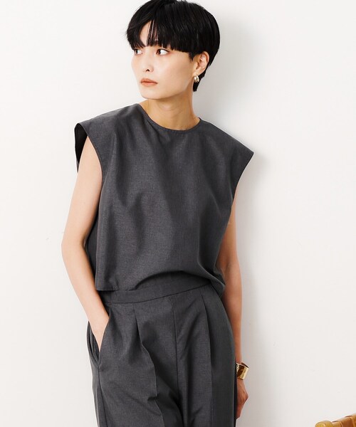 OPAQUE.CLIP（オペークドットクリップ）の「◆リネンライクオールインワン【洗濯機洗い可】（サロペット/オーバーオール・レディース・ブラック/チャコールグレー・38/40/42）」の4枚目の写真