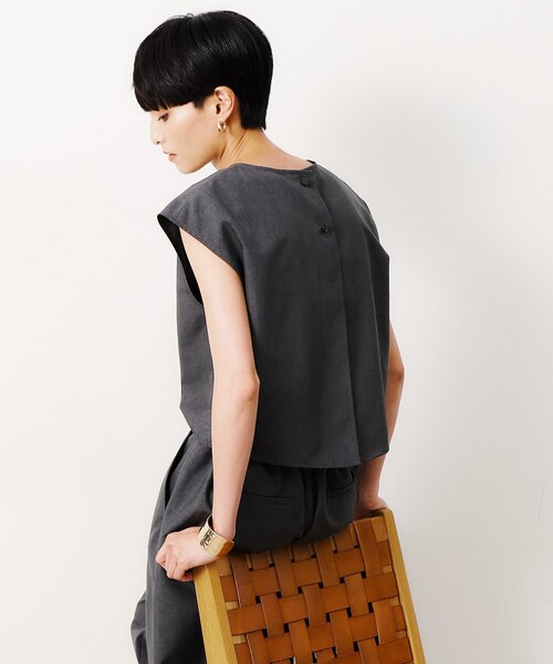 OPAQUE.CLIP（オペークドットクリップ）の「◆リネンライクオールインワン【洗濯機洗い可】（サロペット/オーバーオール・レディース・ブラック/チャコールグレー・38/40/42）」の5枚目の写真