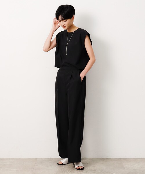 OPAQUE.CLIP（オペークドットクリップ）の「◆リネンライクオールインワン【洗濯機洗い可】（サロペット/オーバーオール・レディース・ブラック/チャコールグレー・38/40/42）」の8枚目の写真