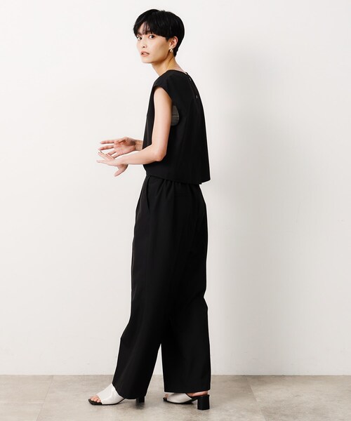 OPAQUE.CLIP（オペークドットクリップ）の「◆リネンライクオールインワン【洗濯機洗い可】（サロペット/オーバーオール・レディース・ブラック/チャコールグレー・38/40/42）」の9枚目の写真