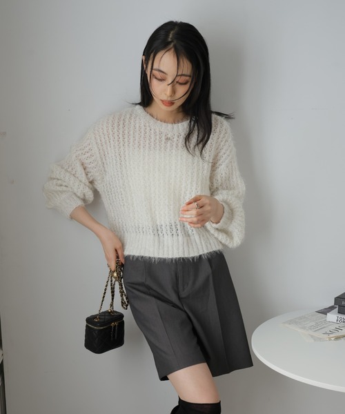 Girly Doll(ガーリードール)の「キラキラ透かしショートプルオーバー(ニット/セーター・レディース・アイボリー/ブルー/イエロー/ピンク・F)」の22枚目の写真