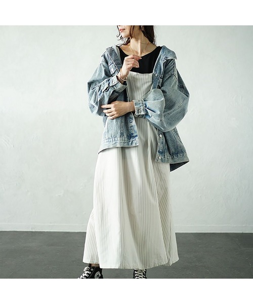 ピンストライプフレアキャミワンピース（ワンピース）｜GOLDJAPAN（ゴールドジャパン）