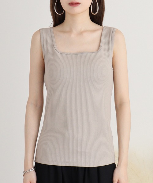 mitis(ミティス)の「mitis スクエアネックカップ付きワイドリブタンクトップ(タンクトップ・レディース・アイボリー/グレイッシュベージュ/ブラック・M)」の19枚目の写真