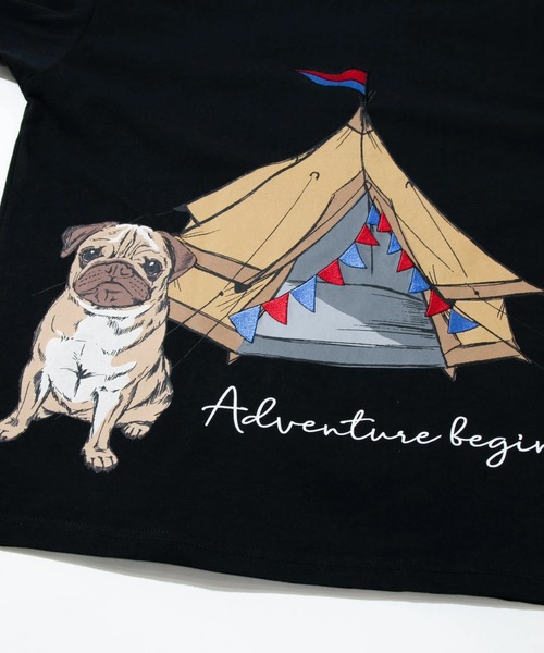 go slow caravan(ゴースローキャラバン)の「ZENRI YASUDA/ゼンリヤスダ パグとテントバックブリントTシャツ(Tシャツ/カットソー・メンズ・ブラック/グリーン・X-LARGE/LARGE/MEDIUM)」の6枚目の写真