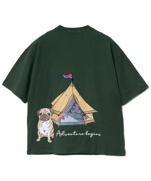 go slow caravan(ゴースローキャラバン)の「ZENRI YASUDA/ゼンリヤスダ パグとテントバックブリントTシャツ(Tシャツ/カットソー・メンズ・ブラック/グリーン・X-LARGE/LARGE/MEDIUM)」の4枚目の写真