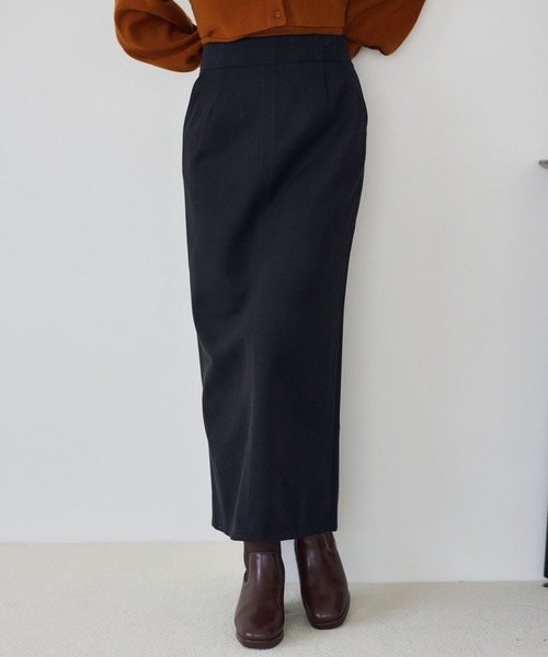 mysty woman（ミスティウーマン）の「ハイウエストナロースカート 149822（スカート・レディース・ブラック/アイボリー・FREE）」の2枚目の写真