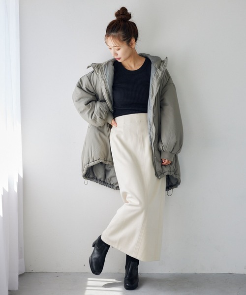 mysty woman（ミスティウーマン）の「ハイウエストナロースカート 149822（スカート・レディース・ブラック/アイボリー・FREE）」の5枚目の写真