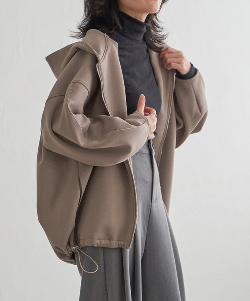 VENCEEXCHANGE(ヴァンスエクスチェンジ)の「ダンボールフードジャケット(パーカー・レディース・ブラウン/グレー/チャコールグレー/ブラック/ベージュ・FREE)」の5枚目の写真