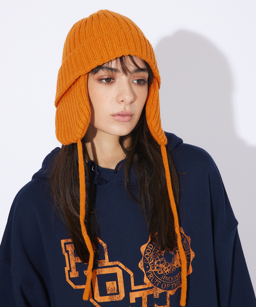 Dickies（ディッキーズ）の「【DICKIES/ディッキーズ】EX EAR WRAP KNIT WATCH/Iイヤーフラップ付きニットキャップ（キャップ・メンズ・オレンジ/ブラック/ホワイト/ベージュ・フリー）」の5枚目の写真