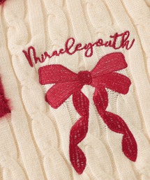 ニット セーター 「HOOK」for　girls　リボン刺繍ポロ襟ニット レディース HOOK】for girls リボン刺繍ポロ襟ニット【AW】[品番
