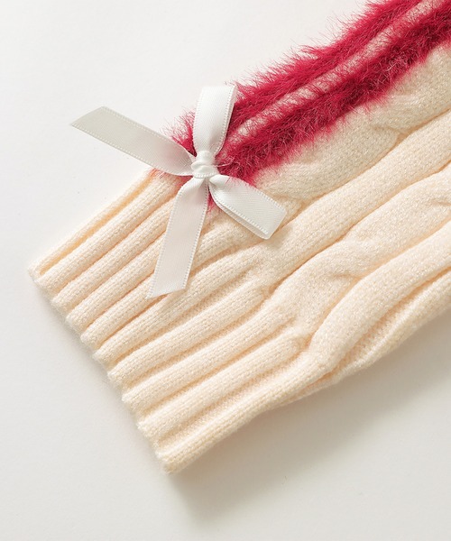 ニット セーター 「HOOK」for　girls オフショルダーリボン刺繍ニット レディース セール】【HOOK】for girls リボン刺繍ポロ襟ニット（ニット