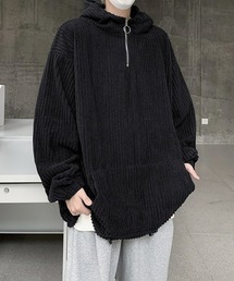 【FVLMEN】corduroy half zip pullover parka/コーデュロイ ハーフ ジップ プルオーバー パーカー