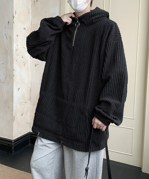【セール】【FVLMEN】corduroy half zip pullover parka/コーデュロイ ハーフ ジップ プルオーバー パーカー（パーカー）｜FVLMEN（フルメン）