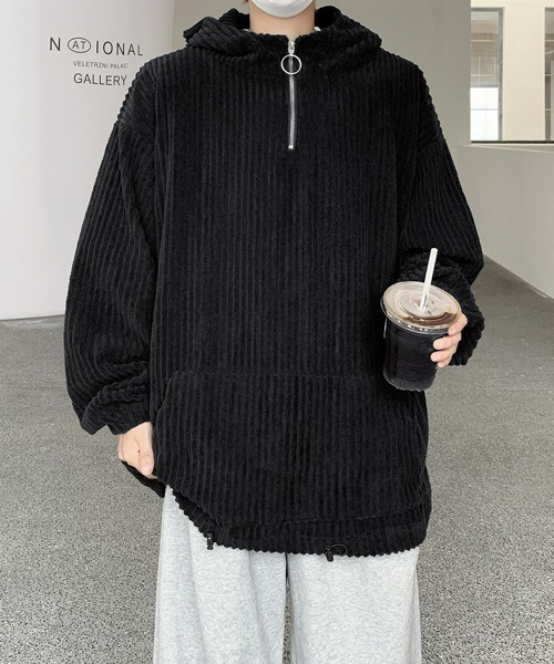 【セール】【FVLMEN】corduroy half zip pullover parka/コーデュロイ ハーフ ジップ プルオーバー パーカー（パーカー）｜FVLMEN（フルメン）