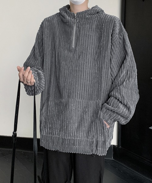 【セール】【FVLMEN】corduroy half zip pullover parka/コーデュロイ ハーフ ジップ プルオーバー パーカー（パーカー）｜FVLMEN（フルメン）