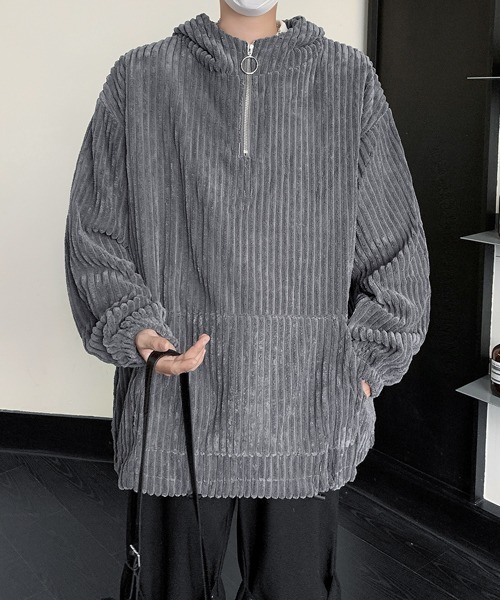 【セール】【FVLMEN】corduroy half zip pullover parka/コーデュロイ ハーフ ジップ プルオーバー パーカー（パーカー）｜FVLMEN（フルメン）