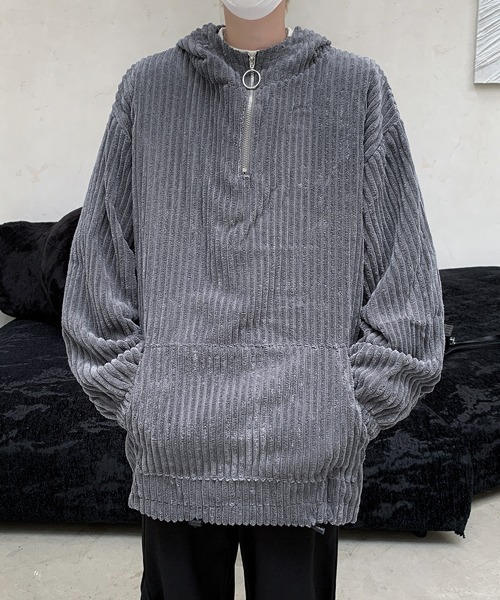 【セール】【FVLMEN】corduroy half zip pullover parka/コーデュロイ ハーフ ジップ プルオーバー パーカー（パーカー）｜FVLMEN（フルメン）