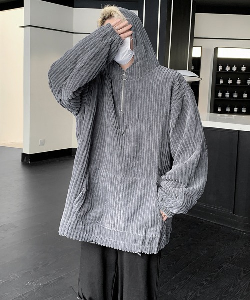 【セール】【FVLMEN】corduroy half zip pullover parka/コーデュロイ ハーフ ジップ プルオーバー パーカー（パーカー）｜FVLMEN（フルメン）